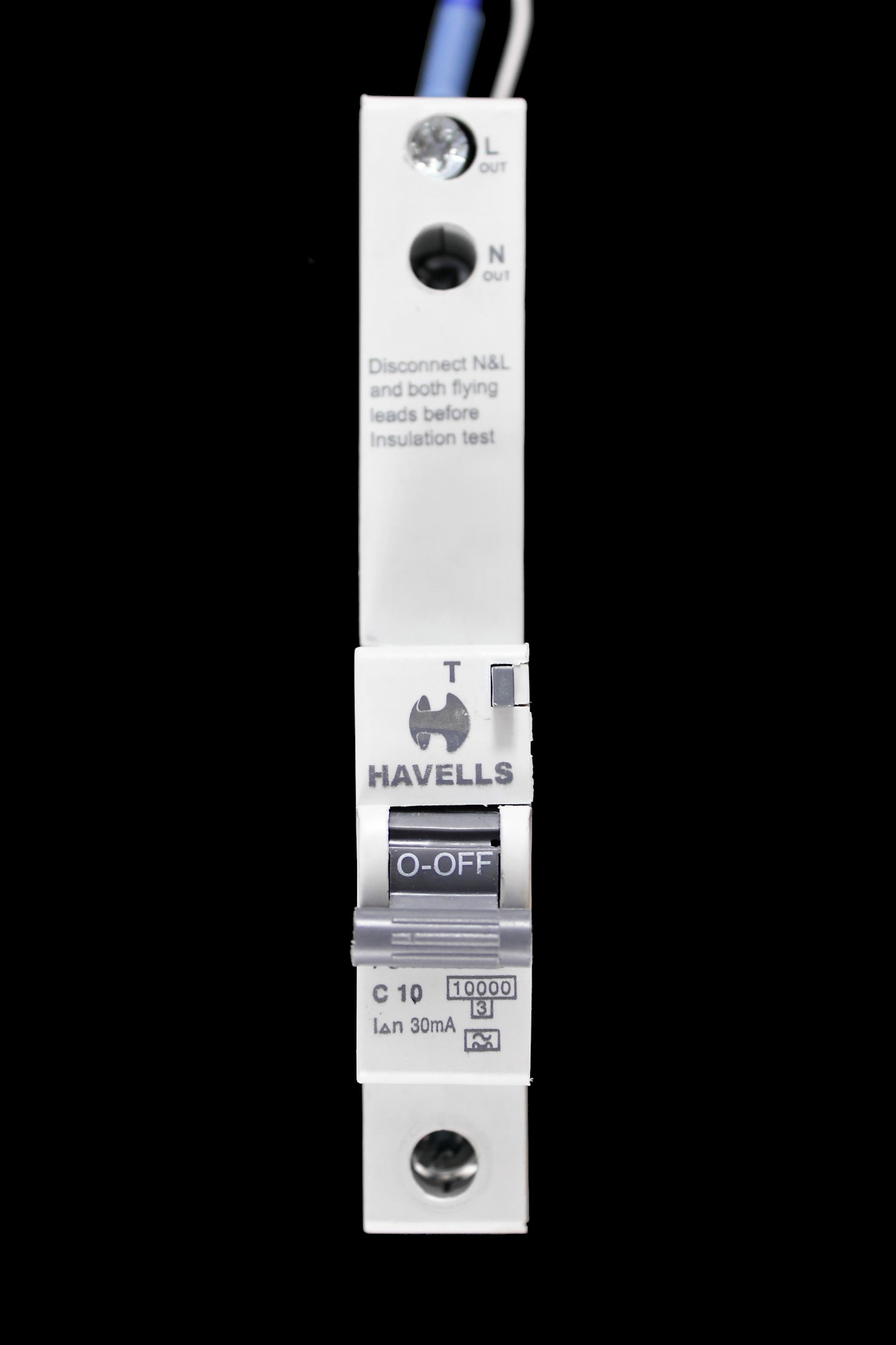 HAVELLS 10 AMP CURVE C 10kA 30mA RCBO TYPE A PSH110CR30 GREY